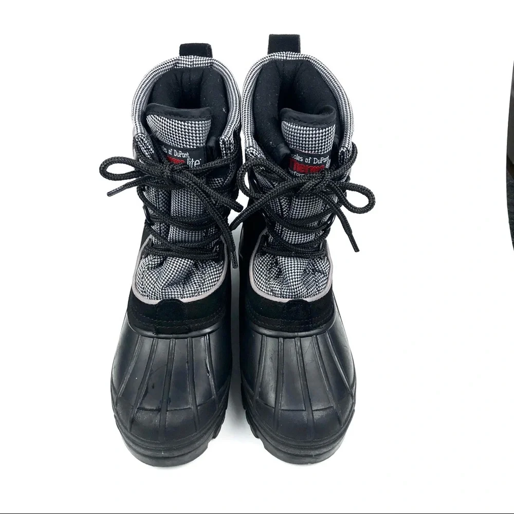 Coasters Kids Black Suede Thermolite Lace Up Boots Size 3